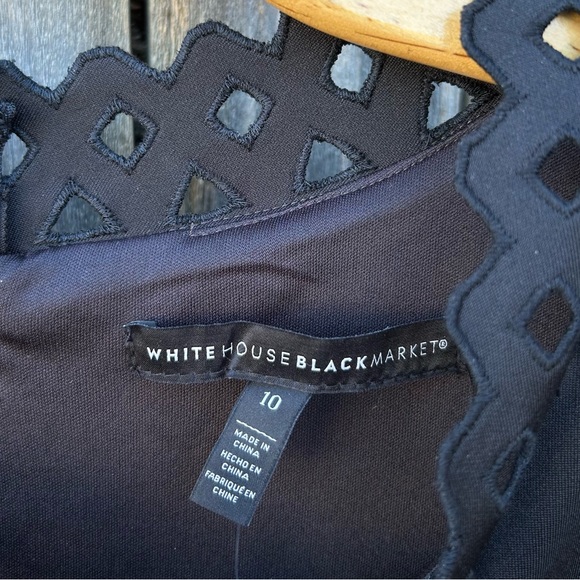 White House Black Market Sleeveless Scuba Fit And Flare Cutout Dress Black 10 - Picture 7 of 16